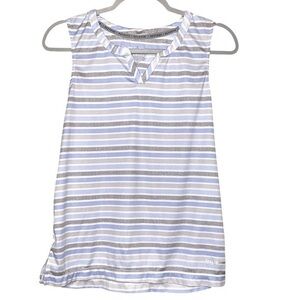 NA XXXX ???? neck Camisole Sleeveless Top Blue, White & Gray Striped NWOT